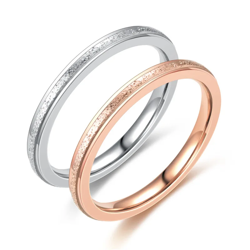 

Bxzyrt Stainless Steel Thin Rings For Women Girl Matt Silver-Color Rose Gold Color Charm Female Ladies Ring Jewelry Gifts