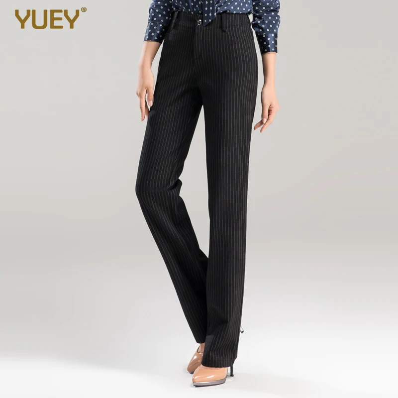 Женские полосатые брюки прямые тонкие Строгие Черные офисные Деловые женские