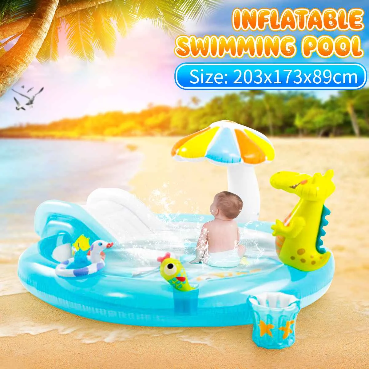 

Kids Inflatable Bath Tub Crocodile Park Fountain Baby Marine Ball Pool Children Portable Swimming Pool Home Garden Paddling Pool