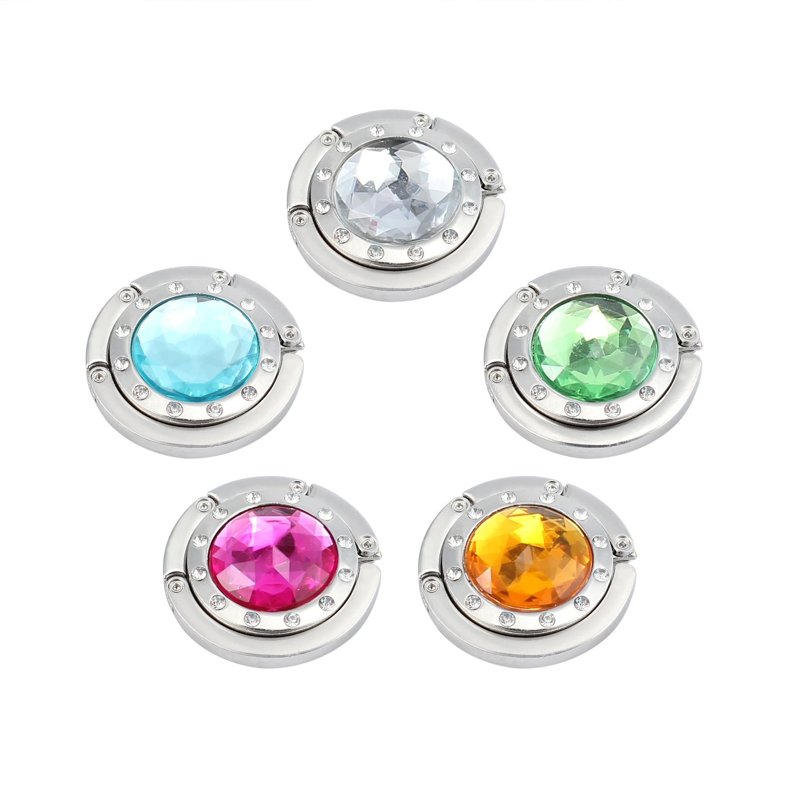 

TANiCE 10Pcs Multi Color Crystal Table Folding Bag Purse Handbag Umbrella Hook Hanger Holder Gift For Wedding Birthday Christmas