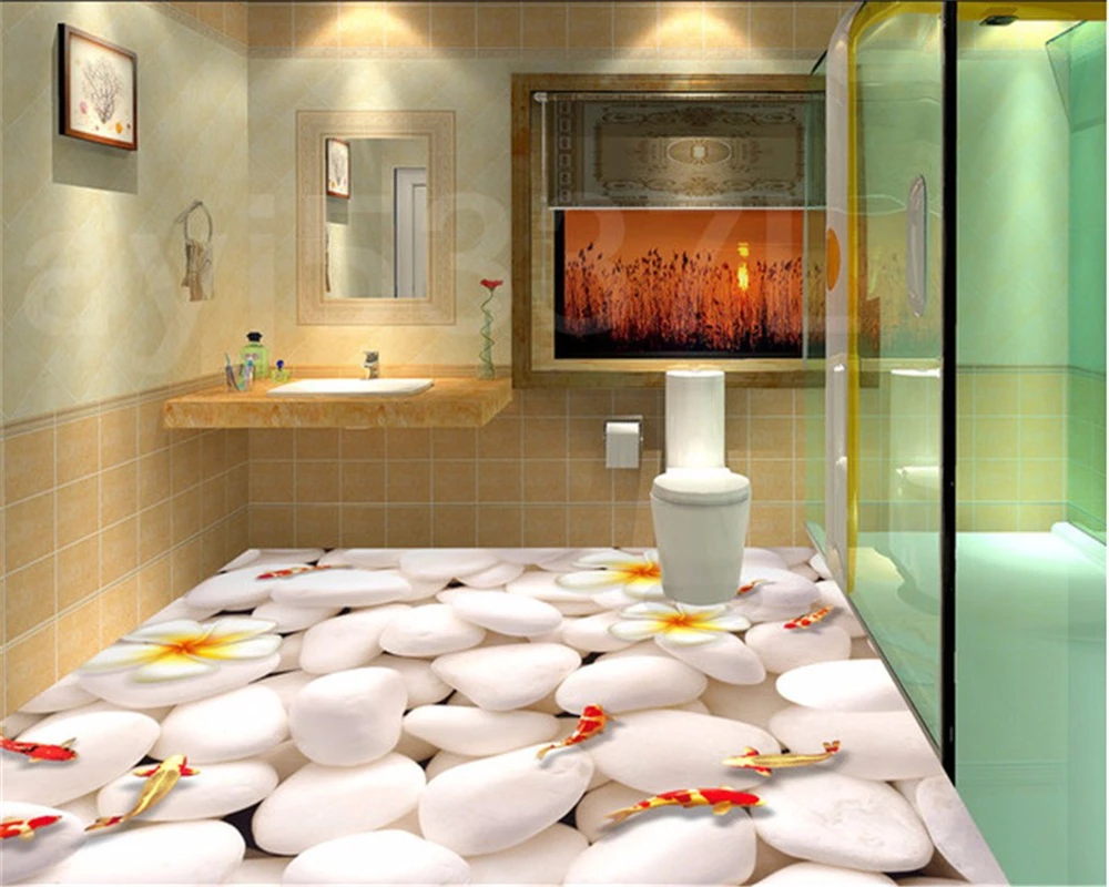 

BEIBEHANG Custom self-adhesive wallpaper home bathroom floor self-adhesive stone photo 3d flooring wall paper home decor