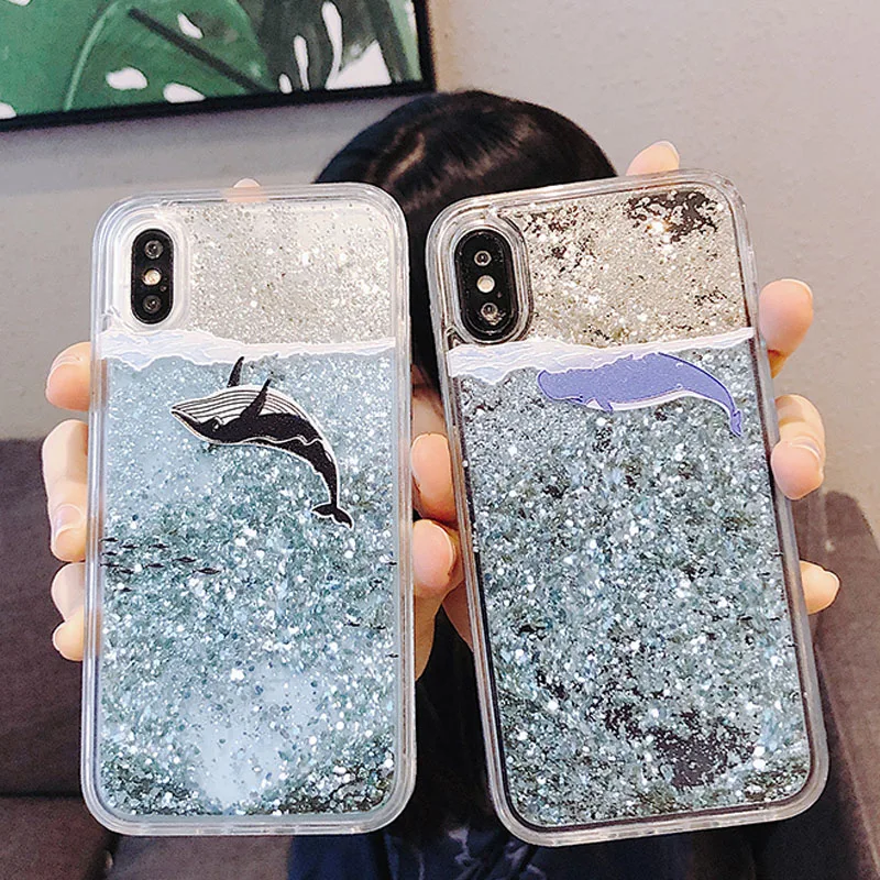 Динамичными плавающими жидкими мягкий чехол для Samsung A10 A6 A8 A7 2018 A750 S10 S9 S8 плюс S7