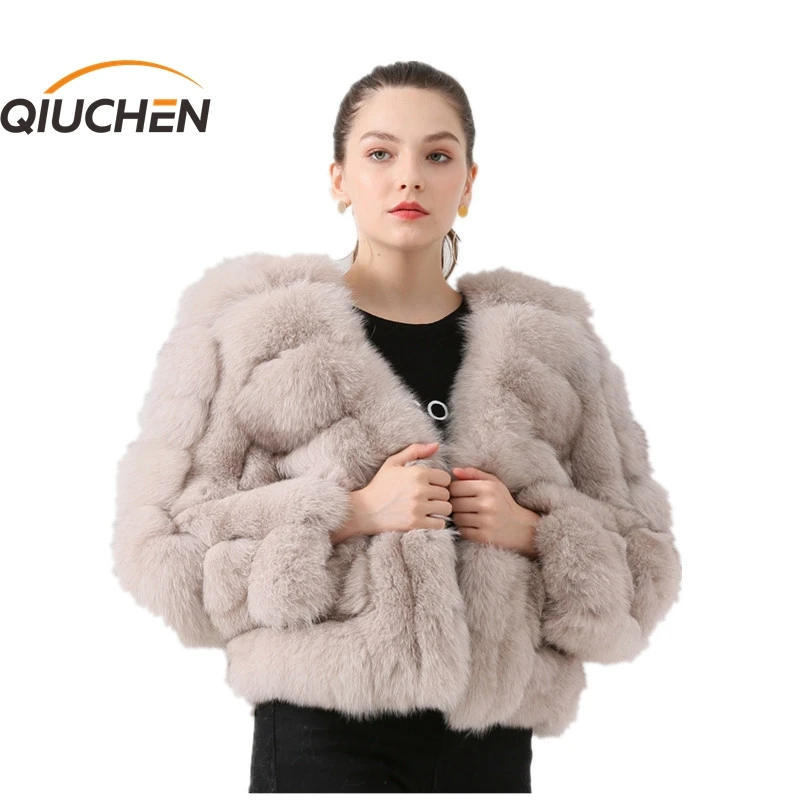 Новое поступление 2020 Женское зимнее короткое пальто QIUCHEN PJ19024 из натурального
