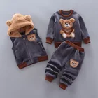 Детская зимняя одежда для маленьких мальчиков и девочек, детский спортивный костюм, теплая толстовка, комплект одежды для девочек 4 лет, костюм из 3 предметов для новорожденных 0-3 месяцев