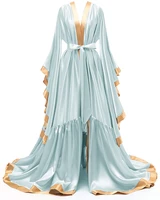 long bridal robes shiny silk satin bridesmaid wedding bachelorette party nightgown bathrobe