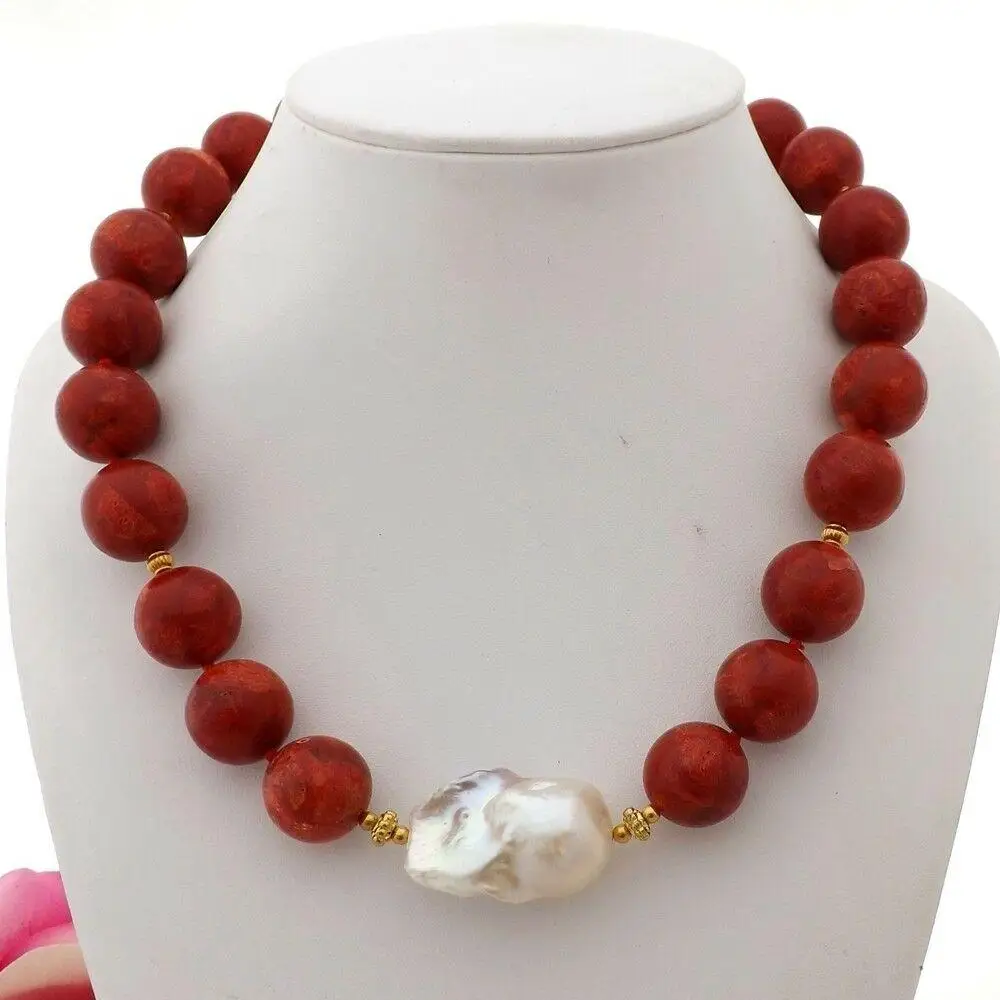 Колье-чокер с красным/коралловым жемчугом 20 дюймов 18 мм | Украшения и аксессуары