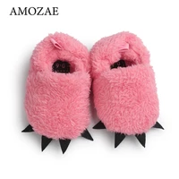 2021 winter warm plush paw baby shoes infant toddler shoes baby boys baby girls furry cotton shoes cute baby warm slippers