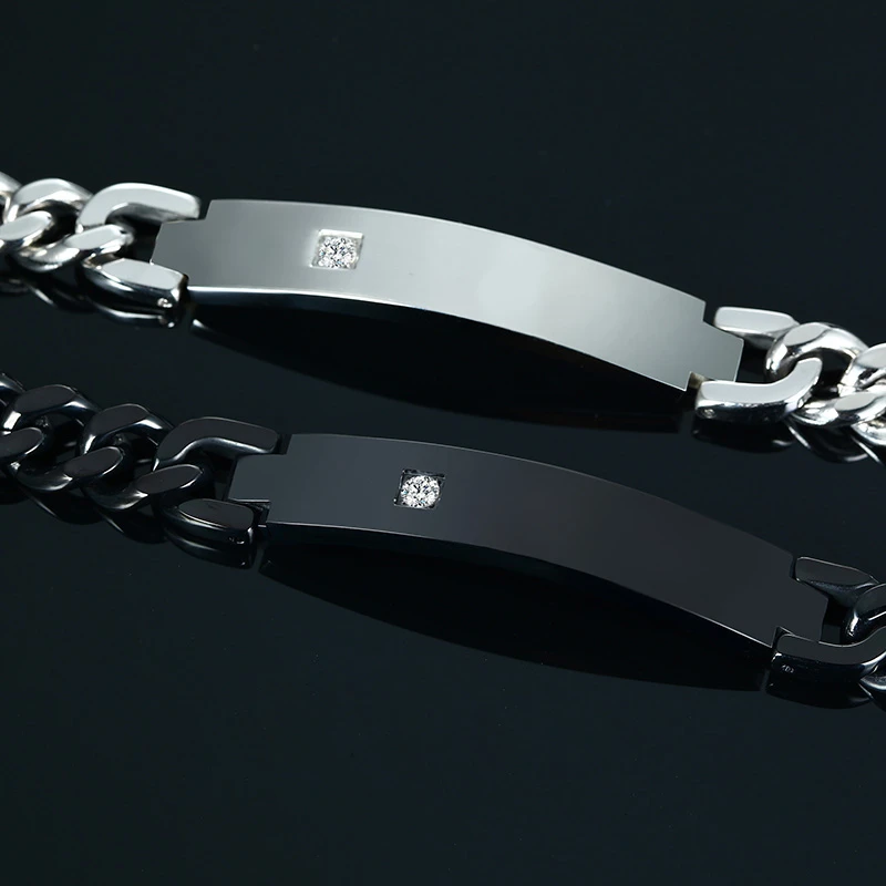 Vnox бесплатный персонализированный ID браслет для мужчин AAA CZ камень нержавеющая