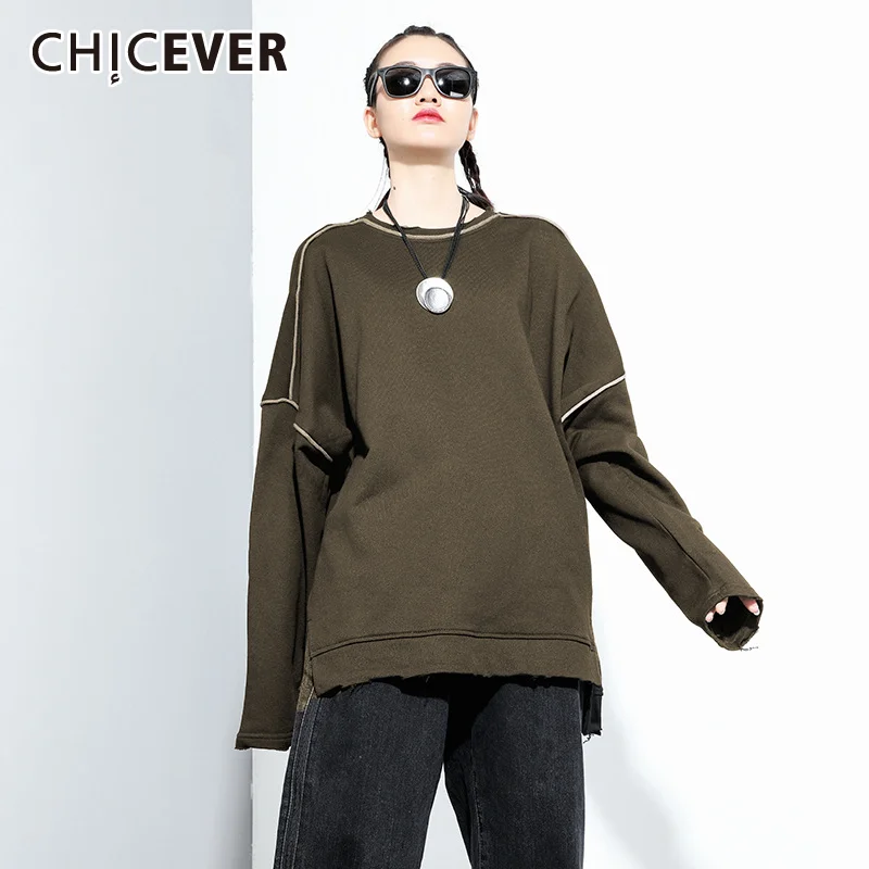CHICEVER Повседневный свитер для женщин с круглым вырезом и длинным рукавом Цветной