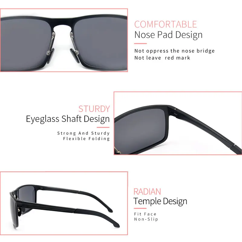 

LUCIDIE 2021 Classic Square Vintage Aluminum Sunglasses Male Fashion Brand Design Sun Glasses Man Shades Retro UV400 Polarized