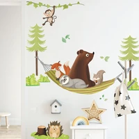 cartoon forest bear wall stickers for kids room baby room decoration nursery wall decals room interior stickers