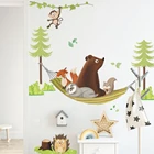 Мультяшный лес наклейки на стену в виде медведя для детской комнаты украшение для детской комнаты наклейки на стену в детскую интерьерные наклейки