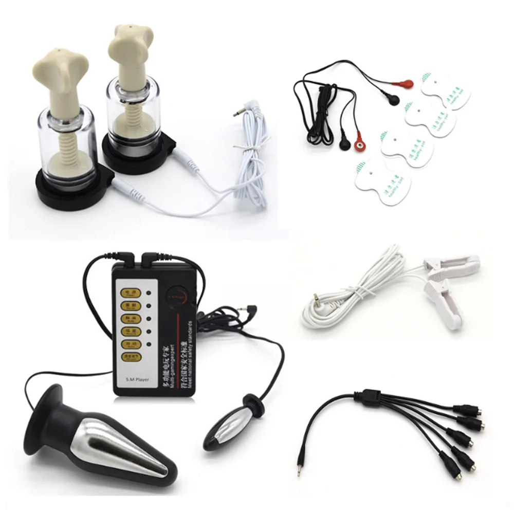 Электрический набор для анальной пробки, массажера тела, пластырей, прилипалок, зажимов на соски, стимулирующих секс-игрушек для задницы/влагалища/клитора/груди.
