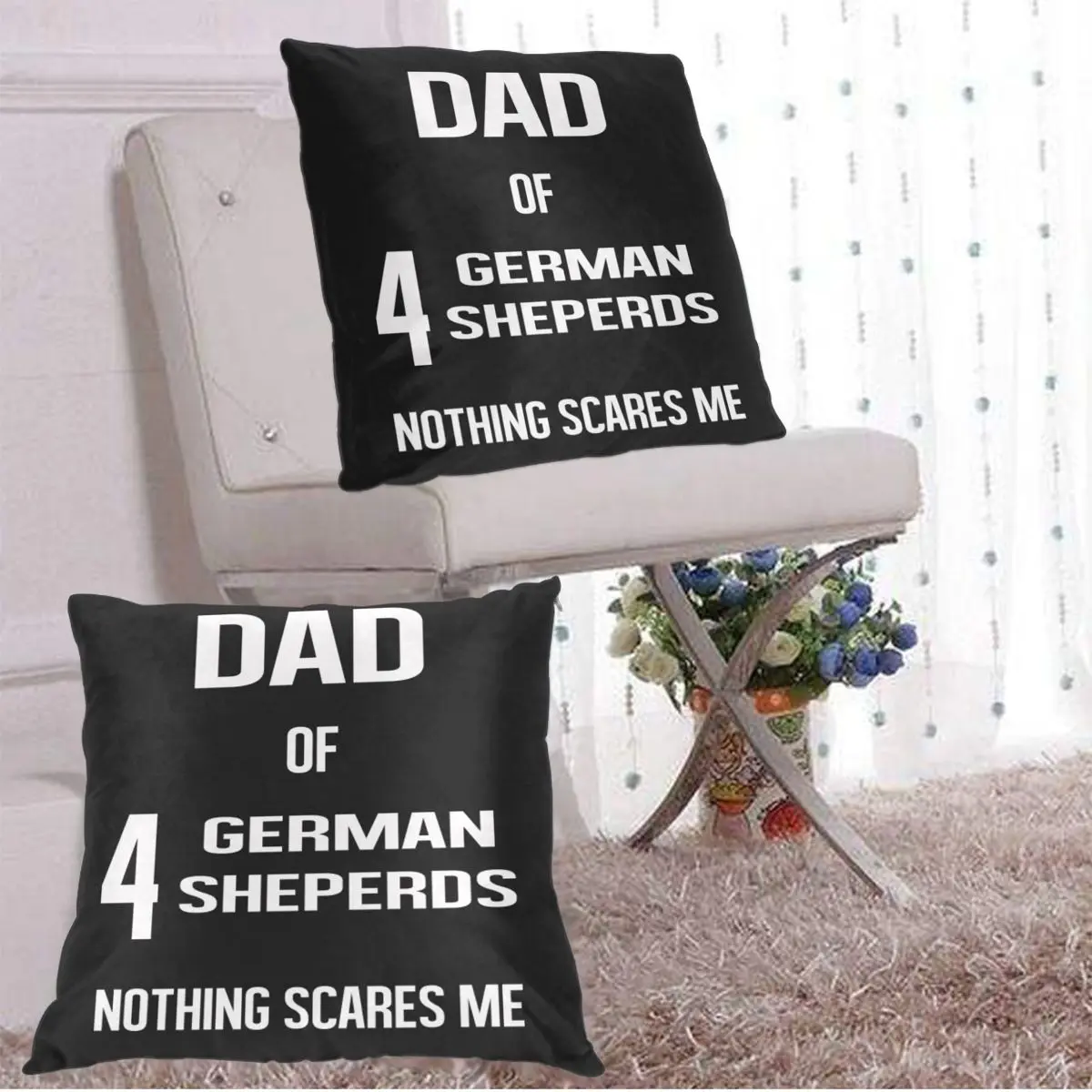 Декоративный чехол для диванной подушки Папа 4 немецких пастухов ничего не