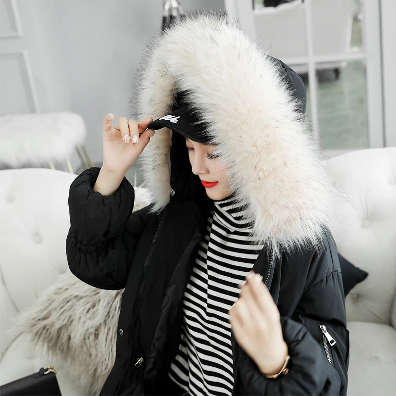 

Nicesnowl 2020 Fashion Winter Coat Women Jackets Thick Down Parkas Fur Hooded Cotton Long Coats Warm Windbreaker Female Outwear