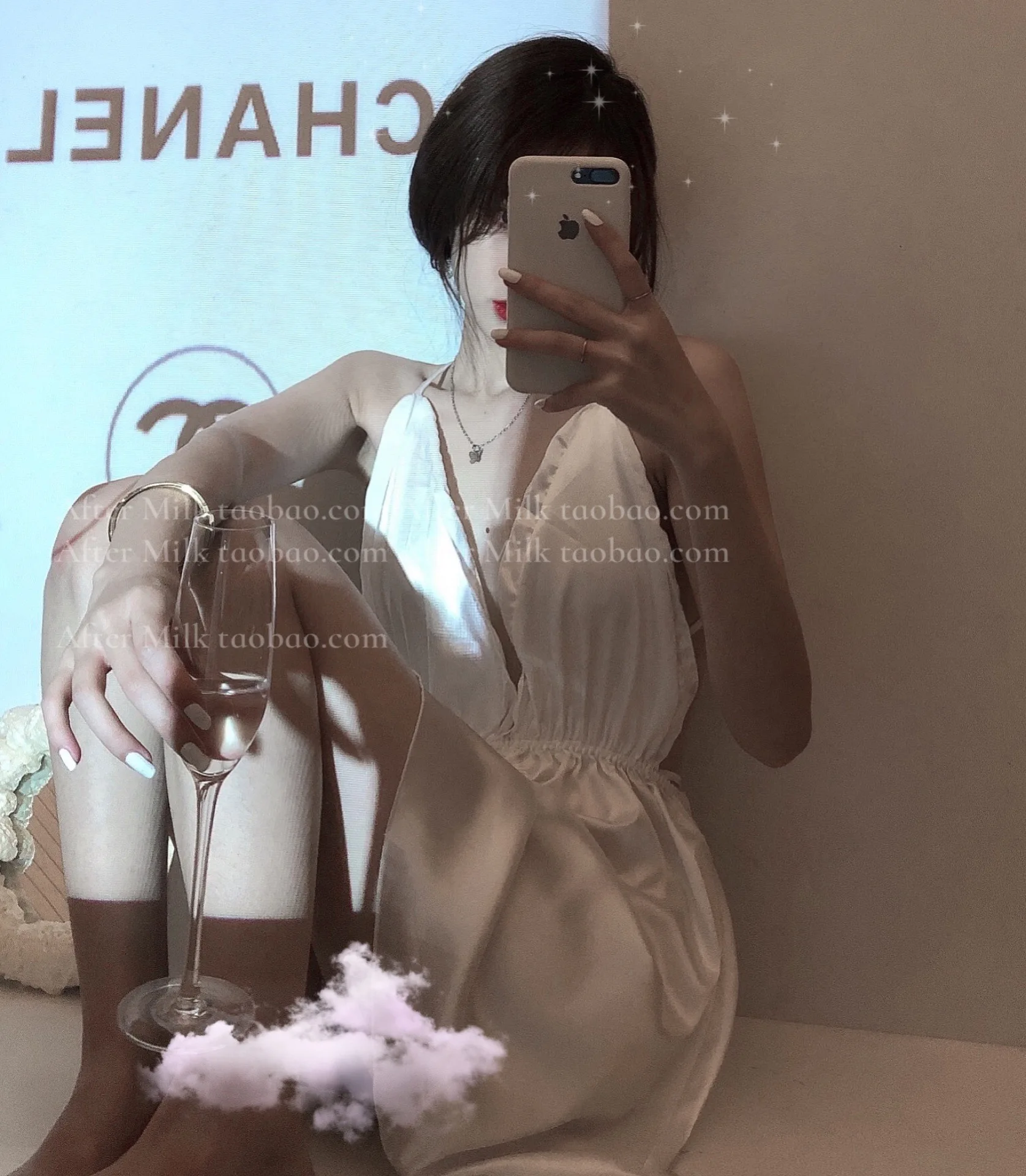 Ночная сорочка с глубоким v-образным вырезом сексуальная шелковая одежда для сна