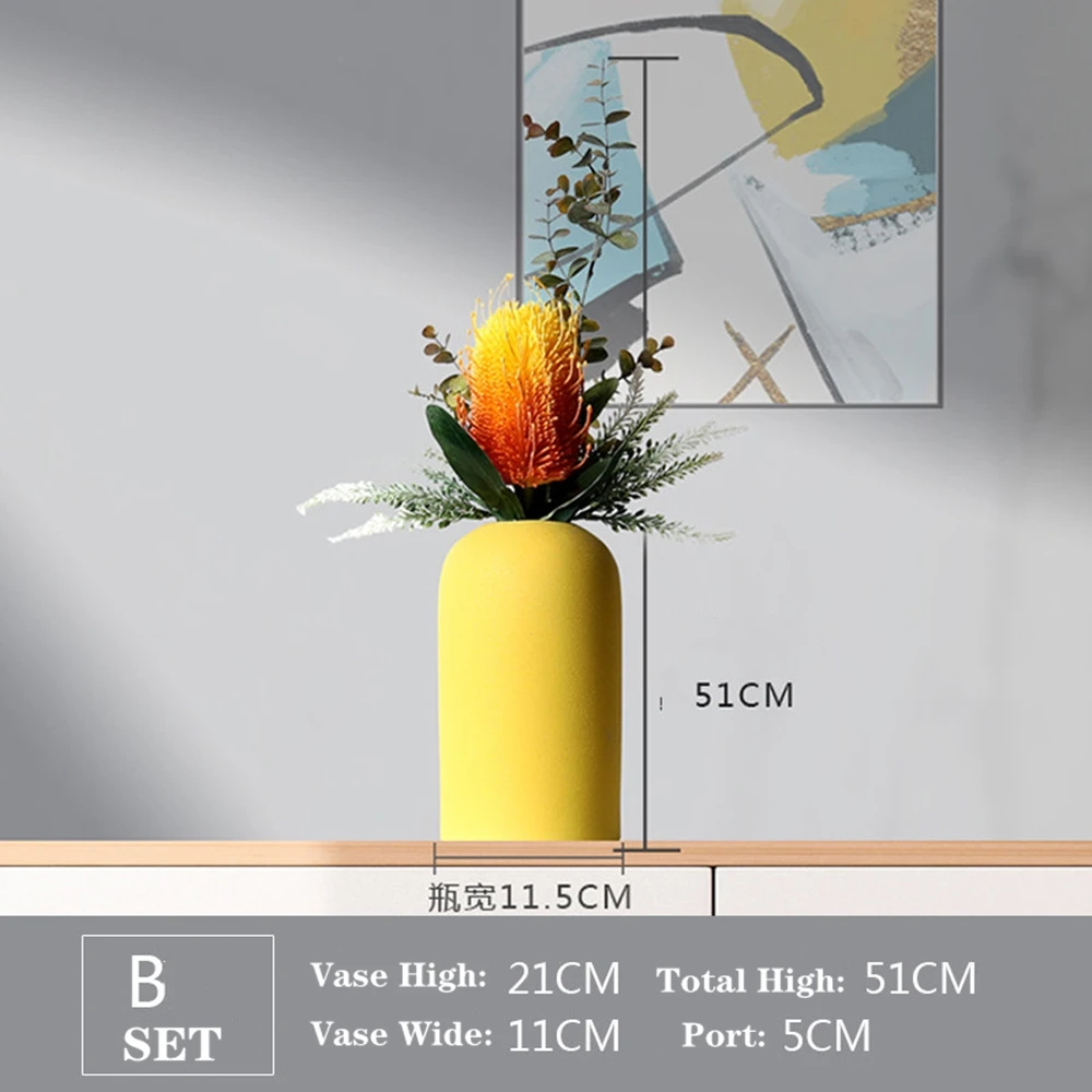 

B-LIFE Bouquets of Artificial Flower with Ceramic Morandi Vases Family Event Decorations Table Decorations Wedding Party Hotel