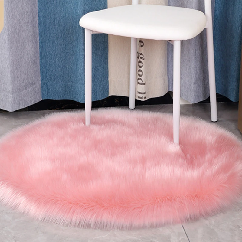 Круглые мягкие Меховые коврики из искусственной овчины Bubble Kiss для спальни