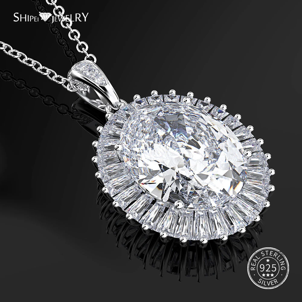 Женское ожерелье из серебра 100% пробы с овальным сапфиром|Ожерелья| |