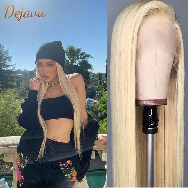 

Dejavu 613 Lace Frontal Wig 13x4 Lace Front Wig Virgin Blonde Straight Human Hair Wigs Pre Plucked 180 Density Remy Hair Wig