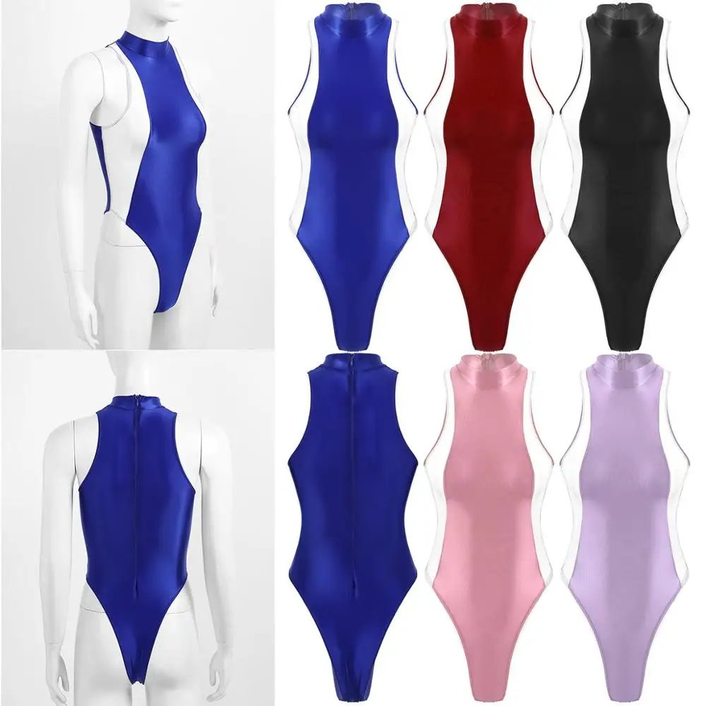 Женские Боди гладкие шелковистые сексуальные цельные цветные с вырезом без