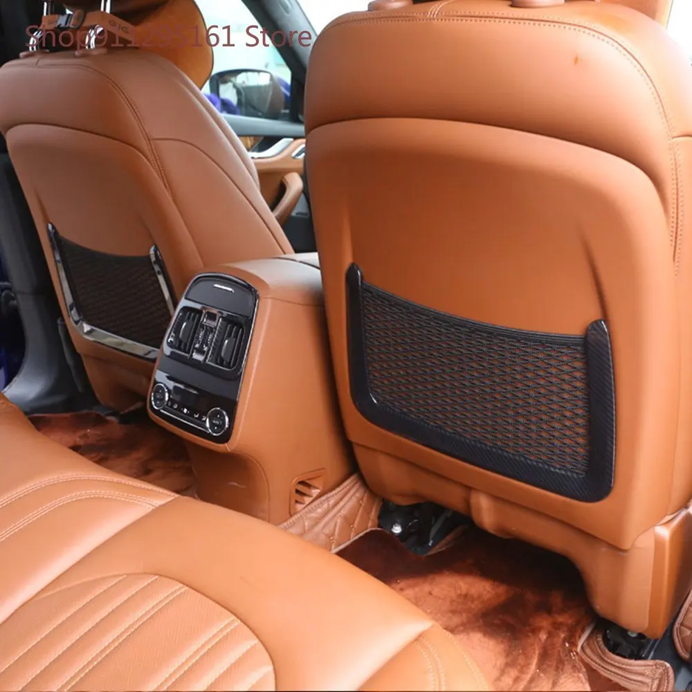 

Carbon Fiber Style ABS Car Seat Back Storage Net Bag Frame Trim For Maserati Ghibli 2014-2017 For Levante 2016 Car Accessories