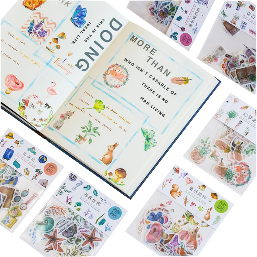 40 наклеек для скрапбукинга милые Мультяшные маленькие наклейки Стикеры молочных