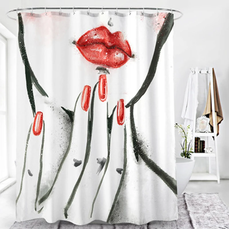 

Shower Curtains Printed Bath Products Bathroom Decor Waterproof Curtains with Rust-Resistant Grommet High Quality Thicken Drapes
