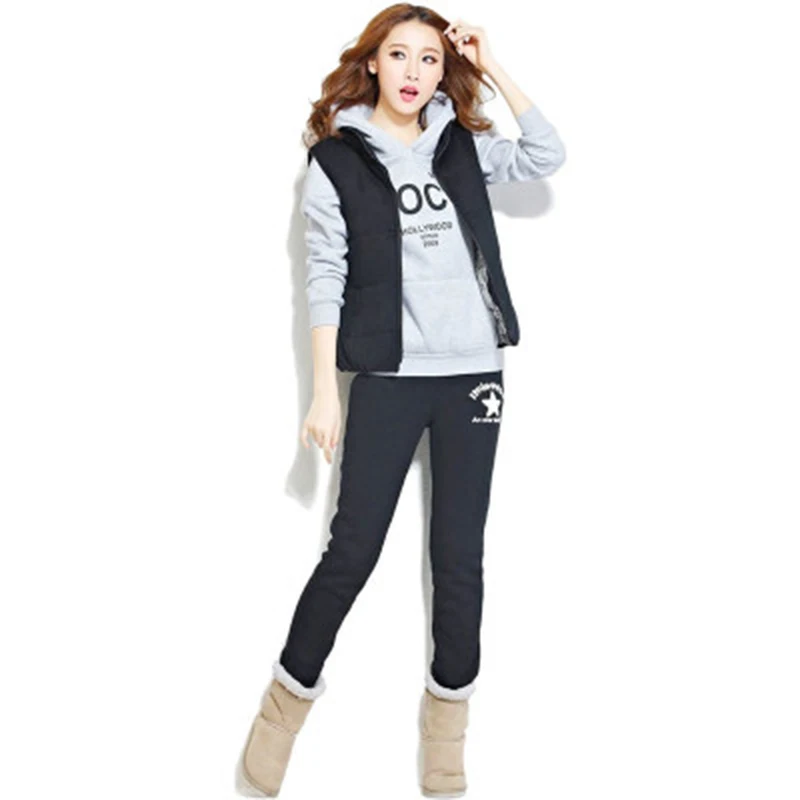 Модный комплект из 3 предметов женский спортивный костюм с капюшоном