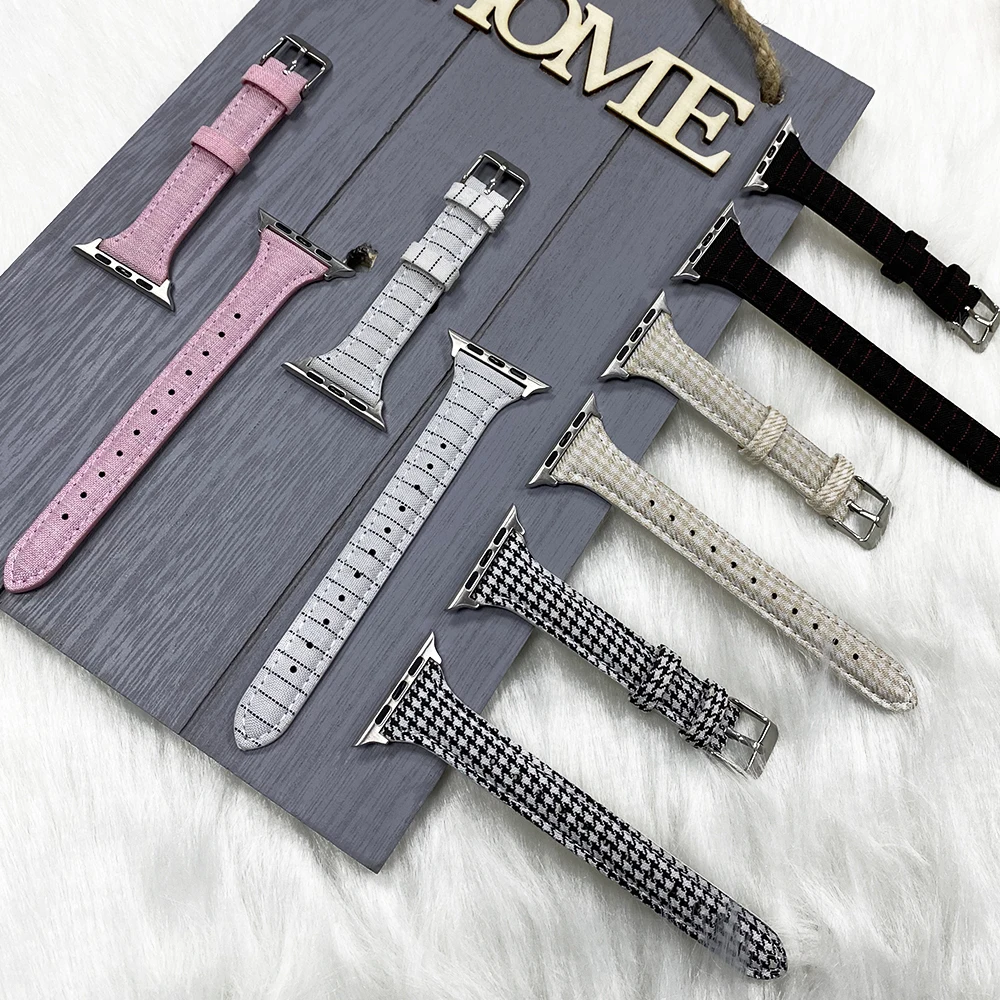 Розовый кожаный ремешок для Apple Watch 6 iWatch Series SE 5 4 3 2 1 ремешки часов 44 мм женщин