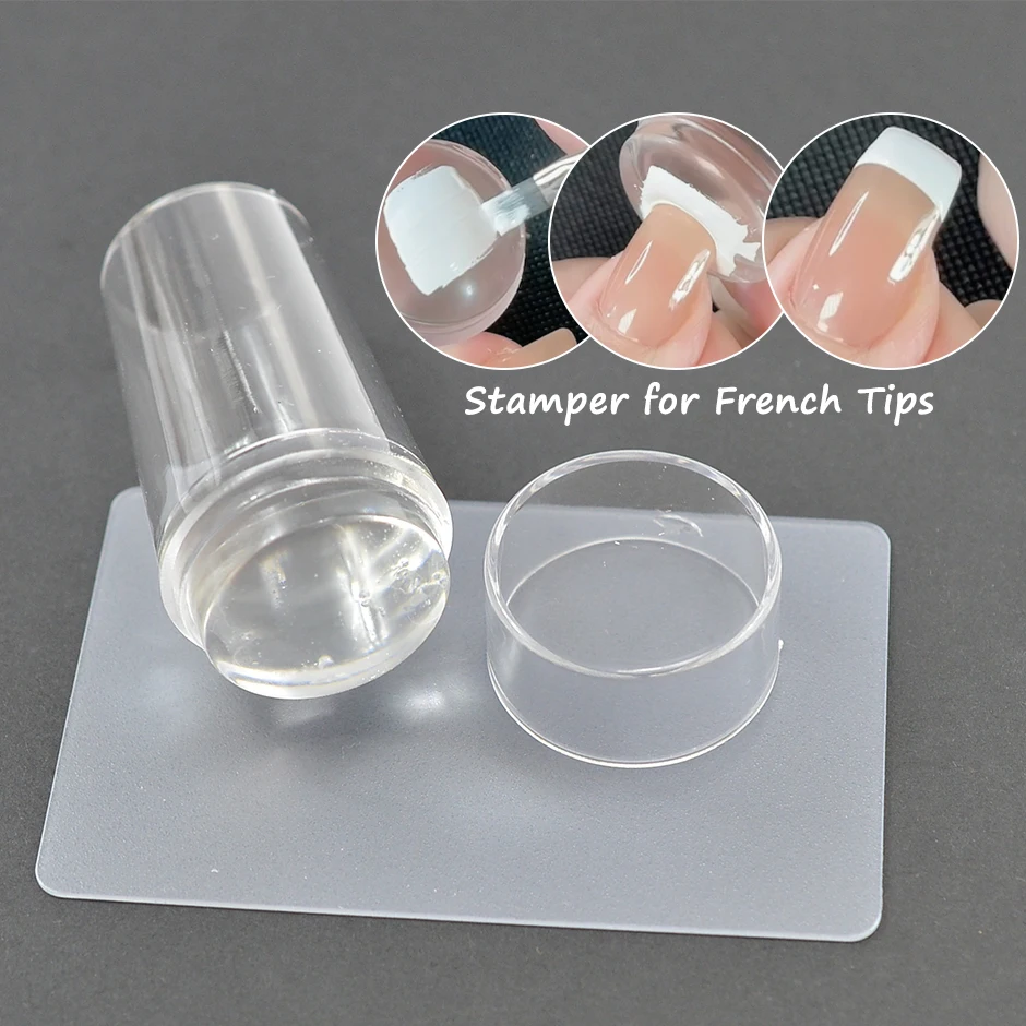 New Usage Design Fast French Matte Nail Art Stamper Scraper With Cap Refill Transparent Silicone Jelly Stamping Head DIY Tools | Красота и