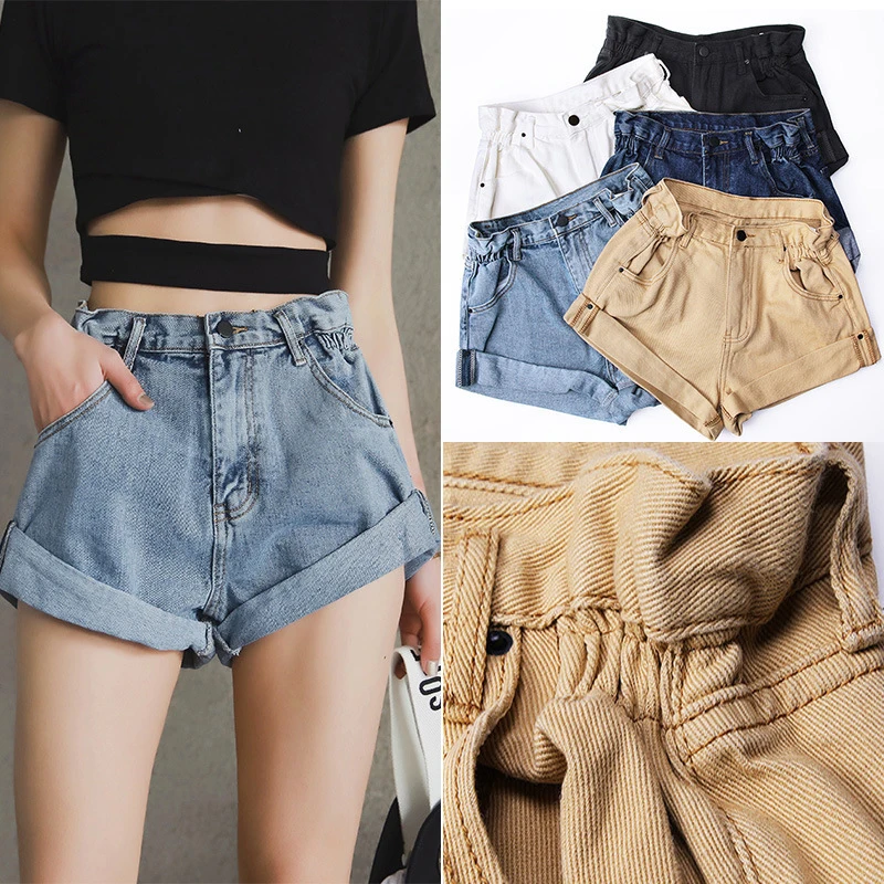 Женские джинсовые шорты летние тонкие свободные с высокой талией и широкими