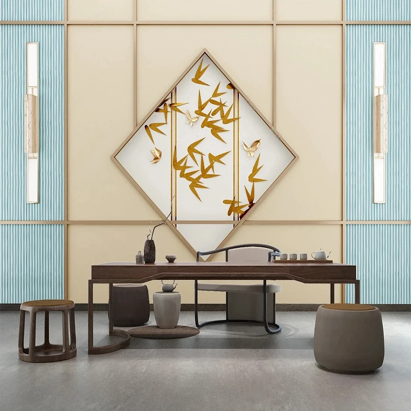 

Новинка фотообои в китайском стиле трехмерная абстрактная Геометрическая бамбуковая живопись обои экологически чистые домашний Декор 3D