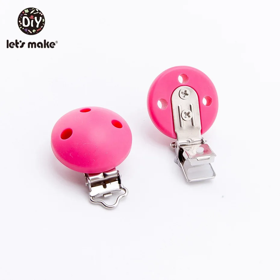 rose Let's make Baby Teether 20 шт. круглой формы, Прорезыватель для зубов, держатель на цепочке, зажим, BPA Free, силиконовые скобы для детского браслета для кормления - Цвет: rose