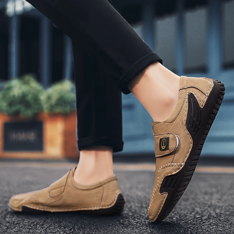 Мокасины мужские из натуральной кожи лоферы без застежки Повседневная модная