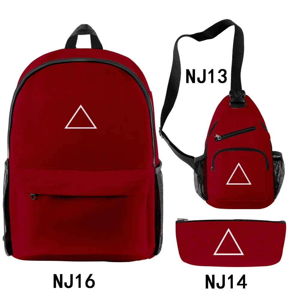 

Squid Game Student Daily Casual 3D Printing Backpack Peripheral Set mochilas para mujer рюкзак мужской