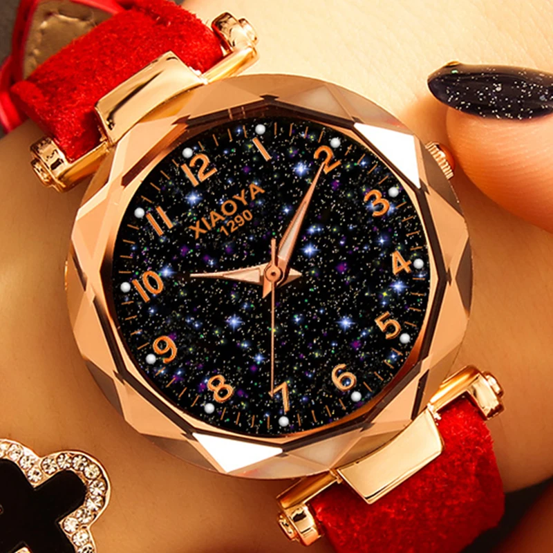 

Модные женские часы 2019, лидер продаж, часы с циферблатом звездного неба, роскошный женский браслет из розового золота, кварцевые наручные ча...