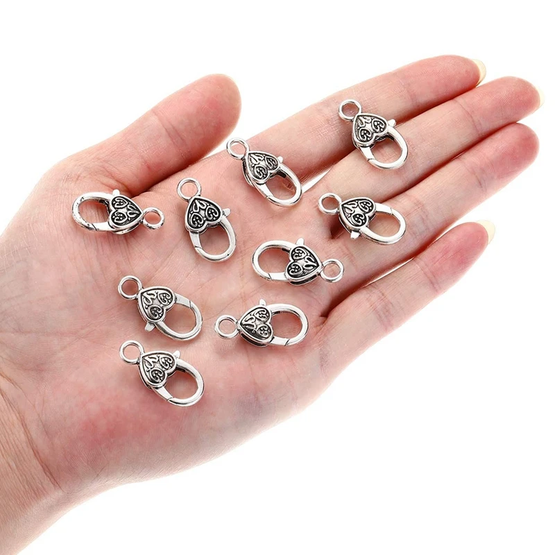 30Pieces Heart Lobster Claw Clasps Tibetan Antique For Jewelry Bracelet DIY Making Accessories | Украшения и аксессуары