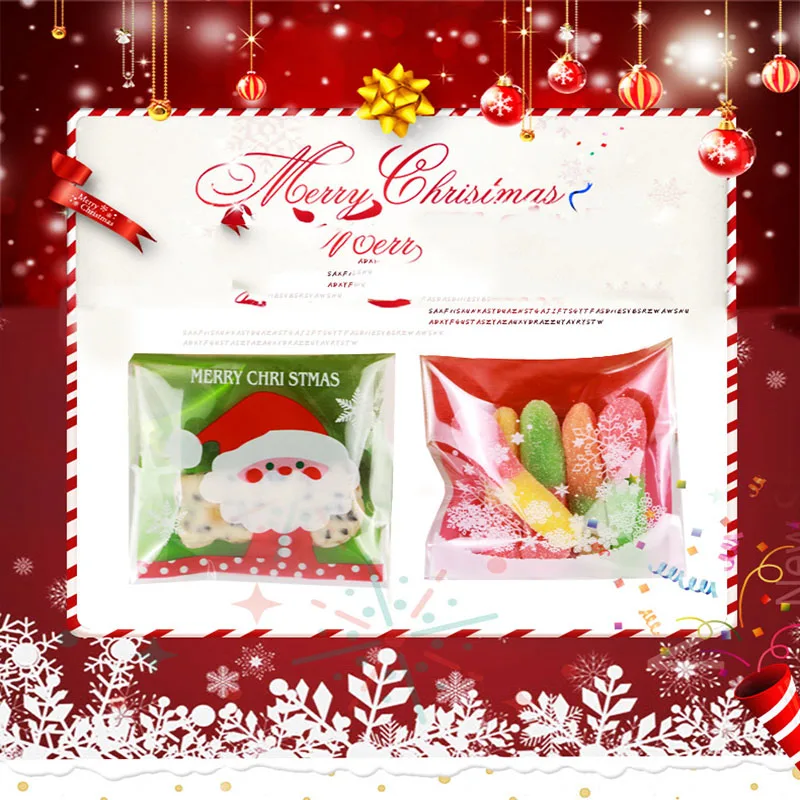 100 шт 10 см Пластиковый пакет для печенья и конфет самоклеющиеся пакеты