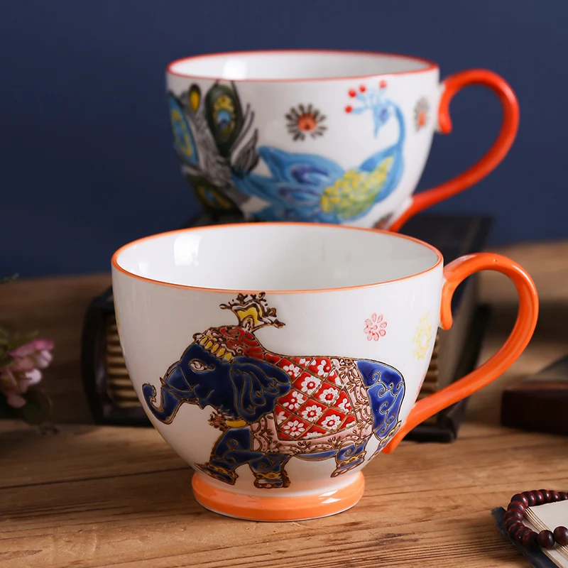 

Nordic Milk Oatmeal Breakfast Cup Ceramic Mug Cute Hand-Painted Cup Microwaveable Water Cup