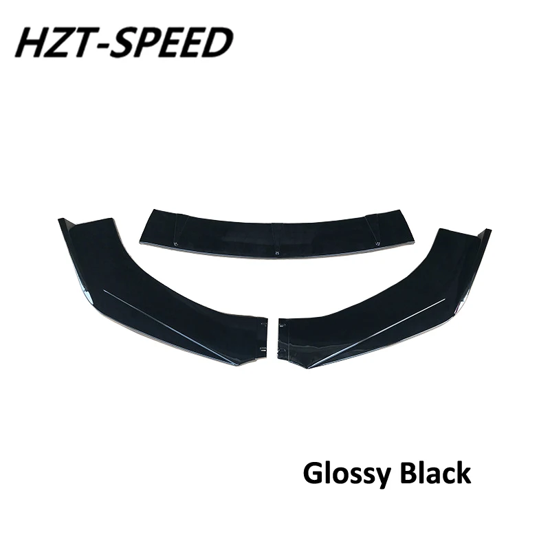 3 шт. ABS черный углеродное волокно смотрящий передний бампер губа Лопата диффузор