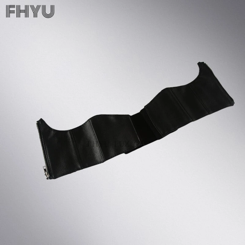 

FHYU New Style Black Punk Gothic Zipper Sexy Women PU Corset High Quality Fashion Apparel Collocation Female Girdle Waist Clip