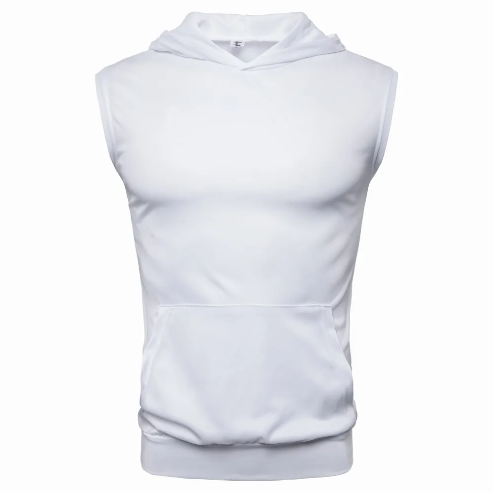 

New Solid Color Hooded Sleeveless Short Sleeve Men's Sports Sleeveless Sports T-shirt