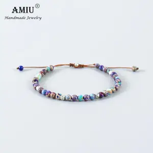 Браслет из тибетских каменных бусин AMIU, эластичный браслет для мужчин и женщин, браслеты с кристаллами для йоги, чакры