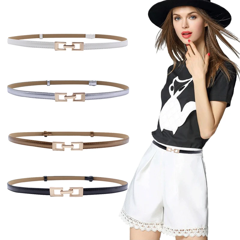 Fashion Belts For Women Thin Adjustable Leather Belt Female Alloy Buckle Dress Waist ceinture femme pasek damski | Аксессуары для