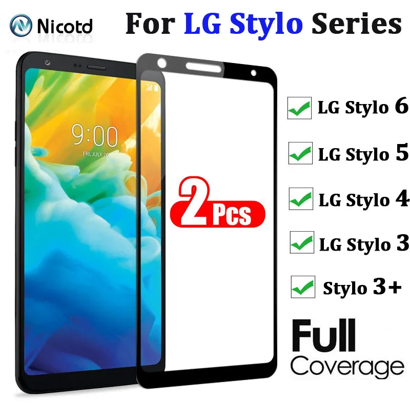 

2 Pieces Full Cover Tempered Glass For LG Stylo 6 5 Screen Protector For LG Stylo 4 3Plus Tempered Glass Film Glass Screen Guard