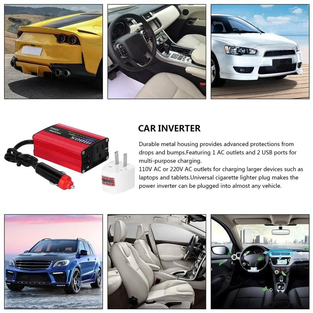 

500W DC to AC Power Converter DC 12V to 110V 220V AC Car Inverter Automatic Transformer With Dual USB Car Adapter