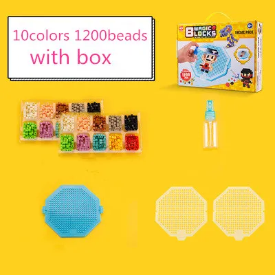10 colors with box Водопроводная палочка DIY 3D Aquar Pegboard Хама пиксели Волшебные бусины головоломки Развивающие популярные игрушки для детей Рождественский подарок - Цвет: 10 colors with box