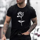 Романтичной розой австралийская хлопковая футболка с коротким рукавом, одежда для мужчин; Летние 3D-printed Lucky 3 листья девушка супер большой футболка Удобная дышащая Повседневная рубашка