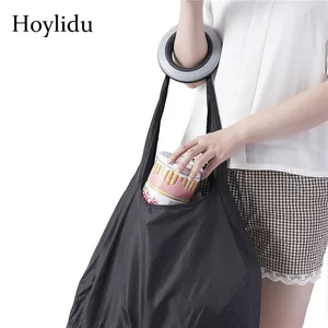 Складная сумка для покупок, Круглая Коробка для хранения, Женская многоразовая нейлоновая вместительная эко-сумка через плечо для покупок, Повседневная Сумка-тоут для продуктов